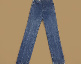 Vaqueros Wrangler USA vintage de pierna recta desteñida, azul oscuro, talla W29, largo L38