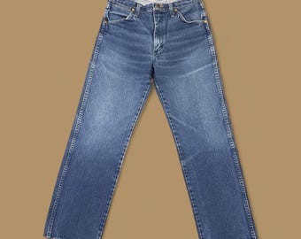 Vintage Wrangler USA Raw Hem Straight Leg Skater Jeans Mid Blue W31 L28