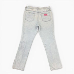 Jeans boyfriend/mom vintage Wrangler Barbie a gamba dritta, blu chiaro, W33 L32 immagine 4