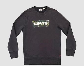 Vintage Levi's Camo Logo Sweatshirt Black Small