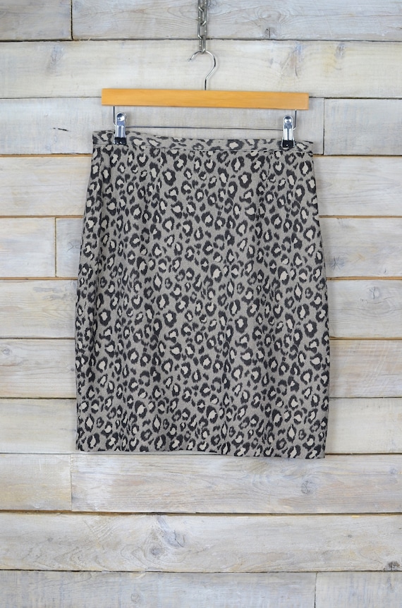 Vintage Leopard Print Patterned Pencil Skirt W30 12 14 Etsy UK