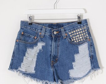 Studded Levi Shorts - Etsy UK