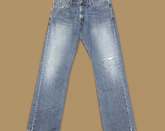 Vintage Levis 514 Distressed Straight Leg Jeans Mid Blue W34 L32