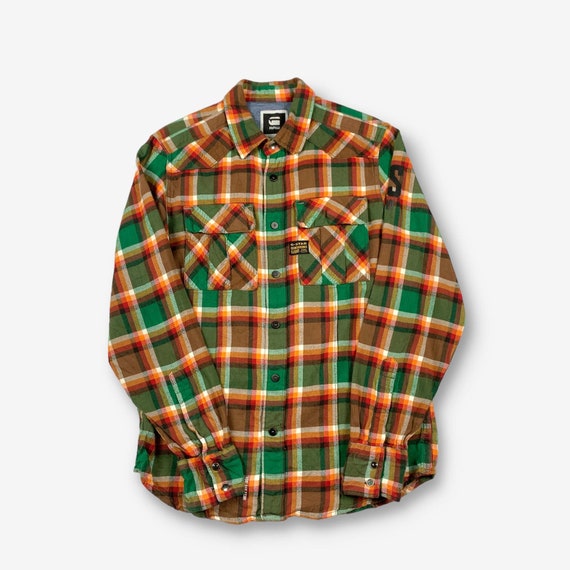 G star Checked Flannel Shirt Green Medium Etsy UK