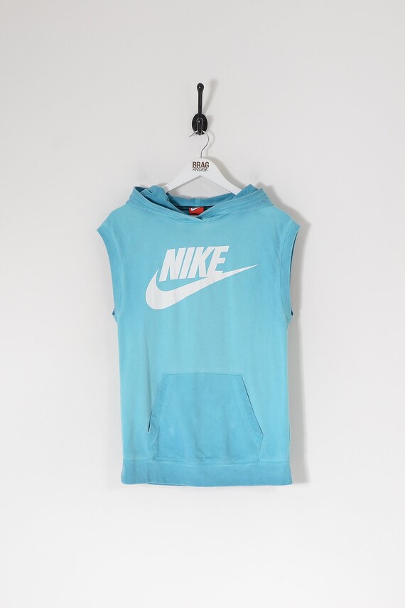 Vintage Nike Sleeveless Hoodie Two-Tone Blue Small