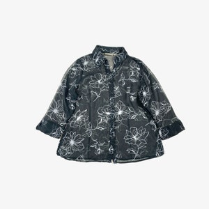 Vintage Croft & Barrow Floral Mesh Blouse Black Medium