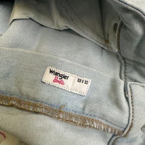 Jeans boyfriend/mom vintage Wrangler Barbie a gamba dritta, blu chiaro, W33 L32 immagine 3