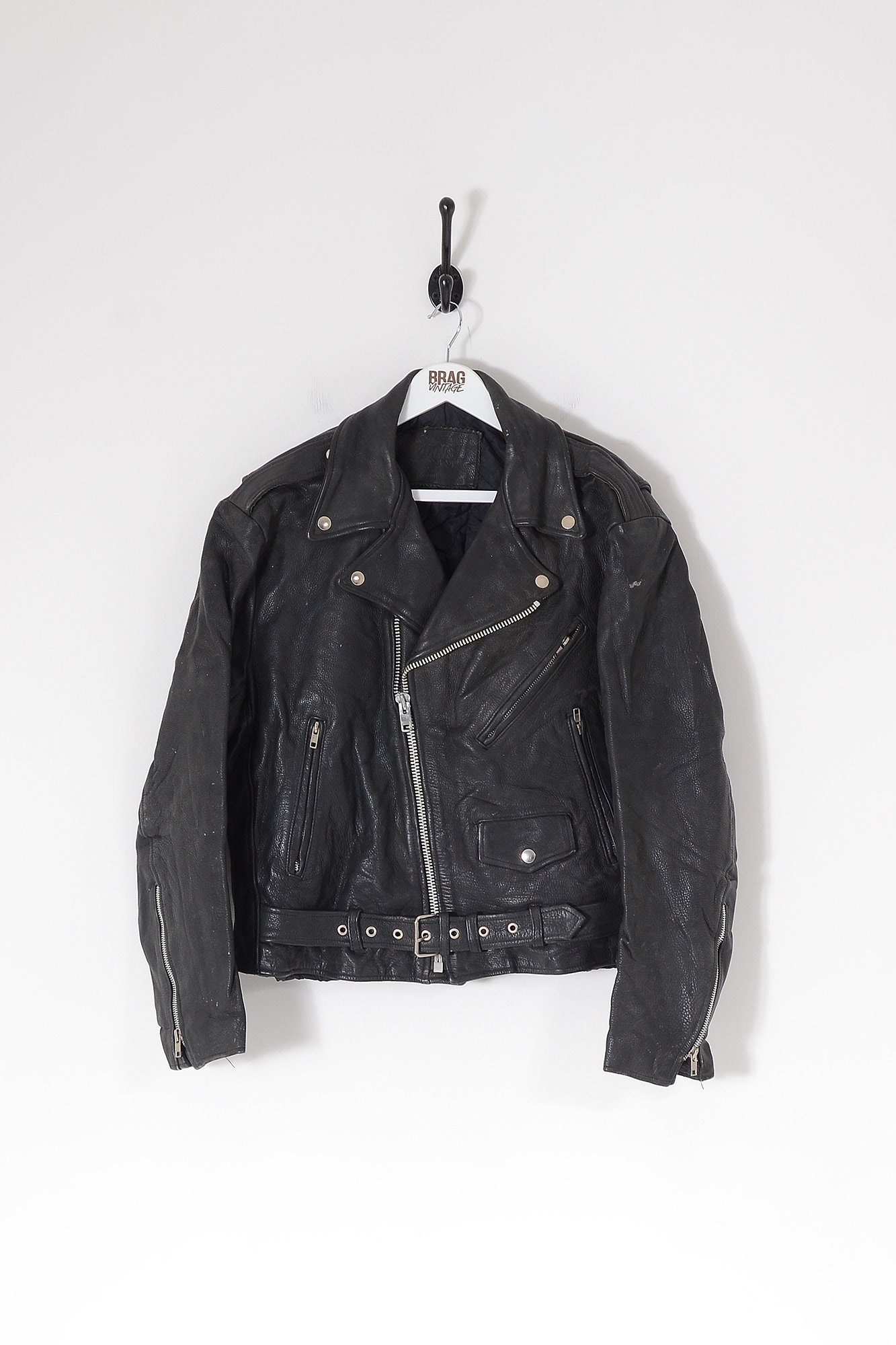 Vintage Louis International Biker Leather Jacket Black Small, Vintage  Online