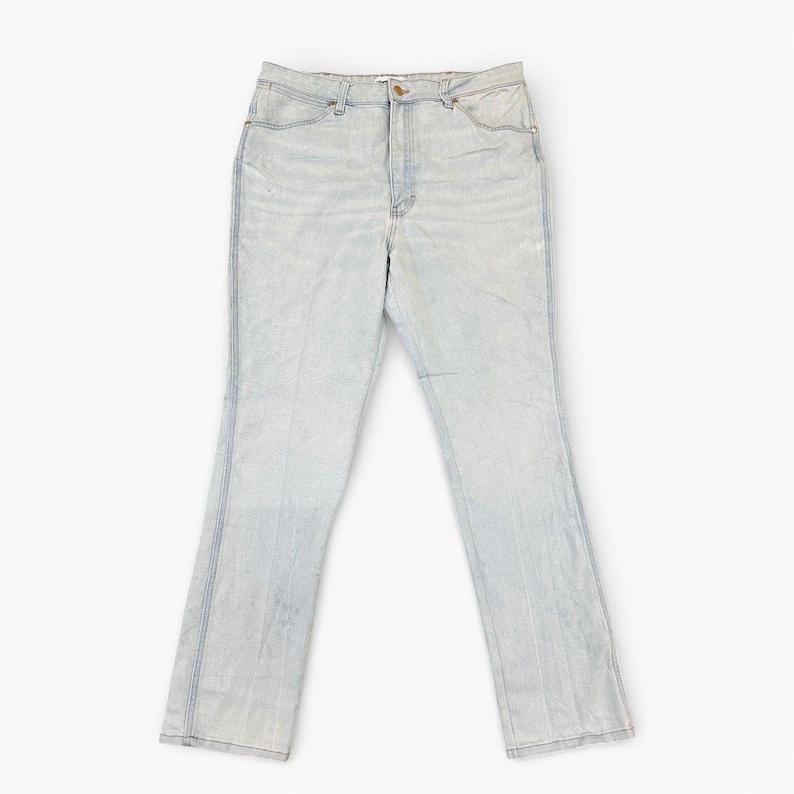 Jeans boyfriend/mom vintage Wrangler Barbie a gamba dritta, blu chiaro, W33 L32 immagine 1