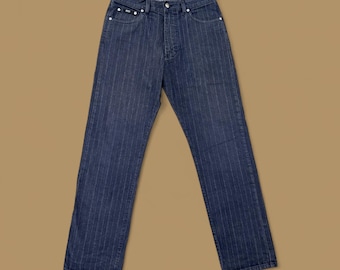 Vaqueros vintage Hugo Boss Montana de rayas rectas, azul oscuro, talla W32 L32