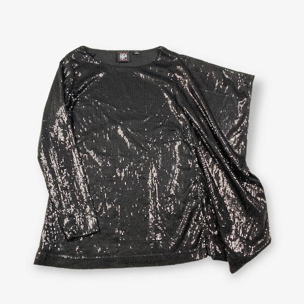 Vintage Bat Sleeve Sequin Top Black Small