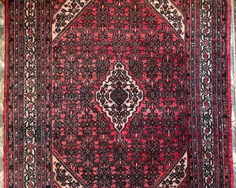 Vintage Rug in Red, Cream and Green 8 x 10 Persian Rug living room rug bedroom rug rug vintage aesthetic dining room rug