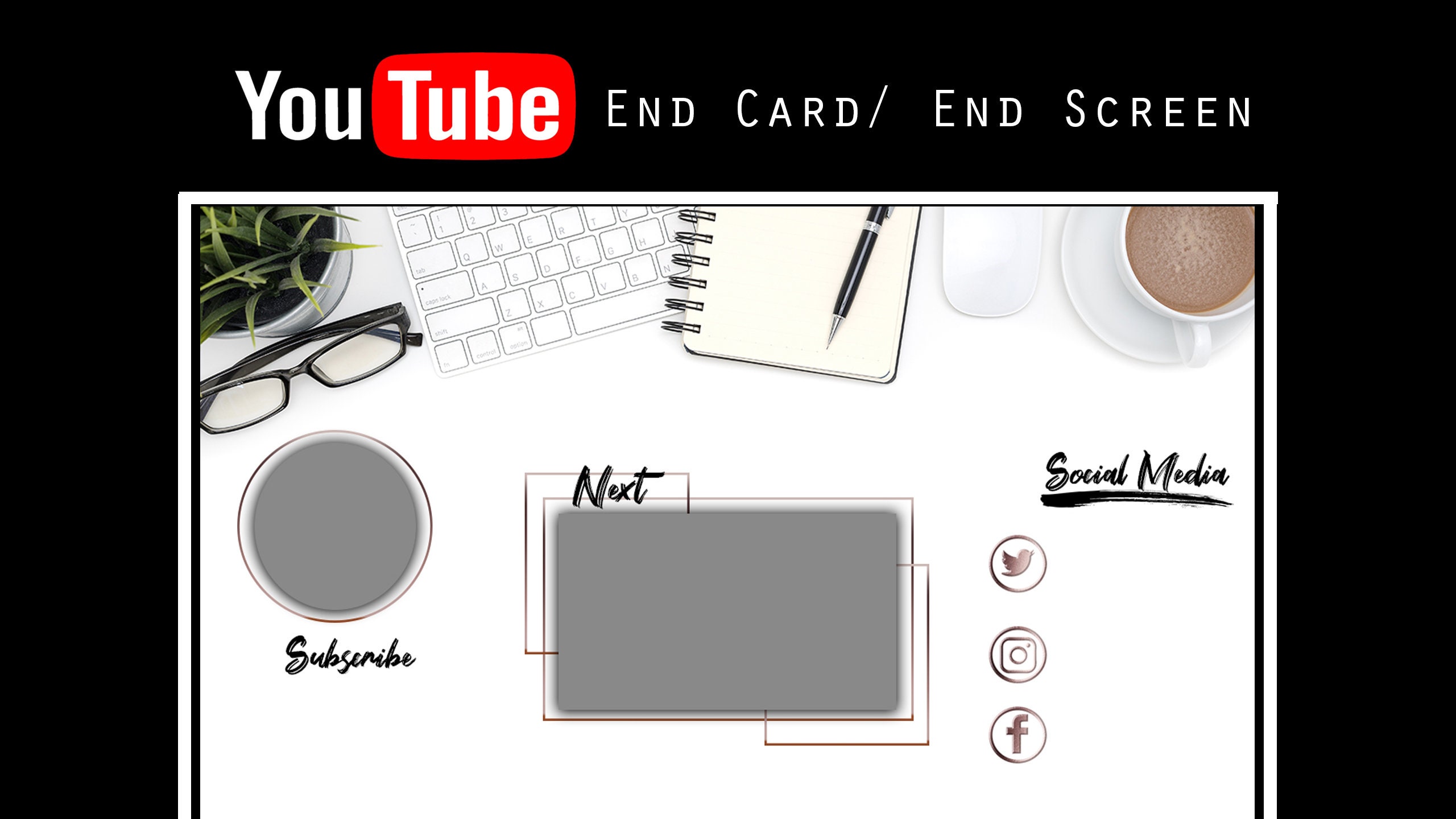 Youtube End Screen Youtube End Card Video Outro Card Etsy