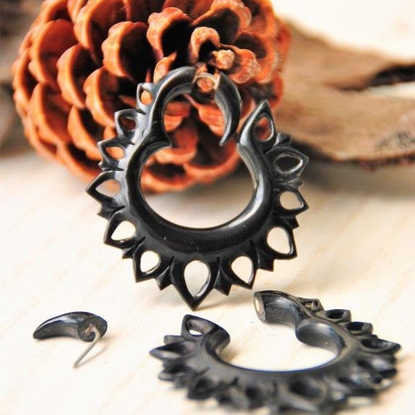 Horn / Bone Fake Gauge Earrings / Fake Piercings Hand Carved with Stainless Steel Various Styles