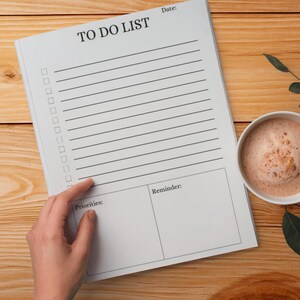 Minimalist To Do List Printable: Organization for chores, home, work, organizing
