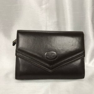 EMPEROR brown bag in genuine leather, rigid leather bag worn on the shoulder, vintage brown leather bag