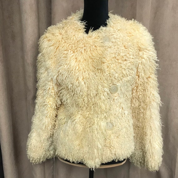 Veste vintage en mouton de Mongolie#veste courte p