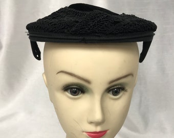 Black bibi hat, vintage hat, women's hat, Easter hat