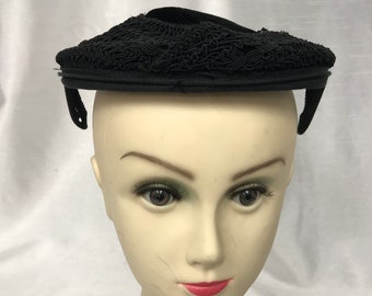 Black fascinator hat, vintage hat, women's hat, Easter hat