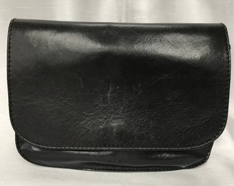Trend sac à main noir en cuir véritable, sac noir vintage porté en bandoulière, sac vintage cuir noir
