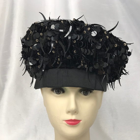 Vintage woman hat, sequin hat, Easter hat, spring