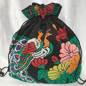 Clutch purse, beaded purse, colorful purse