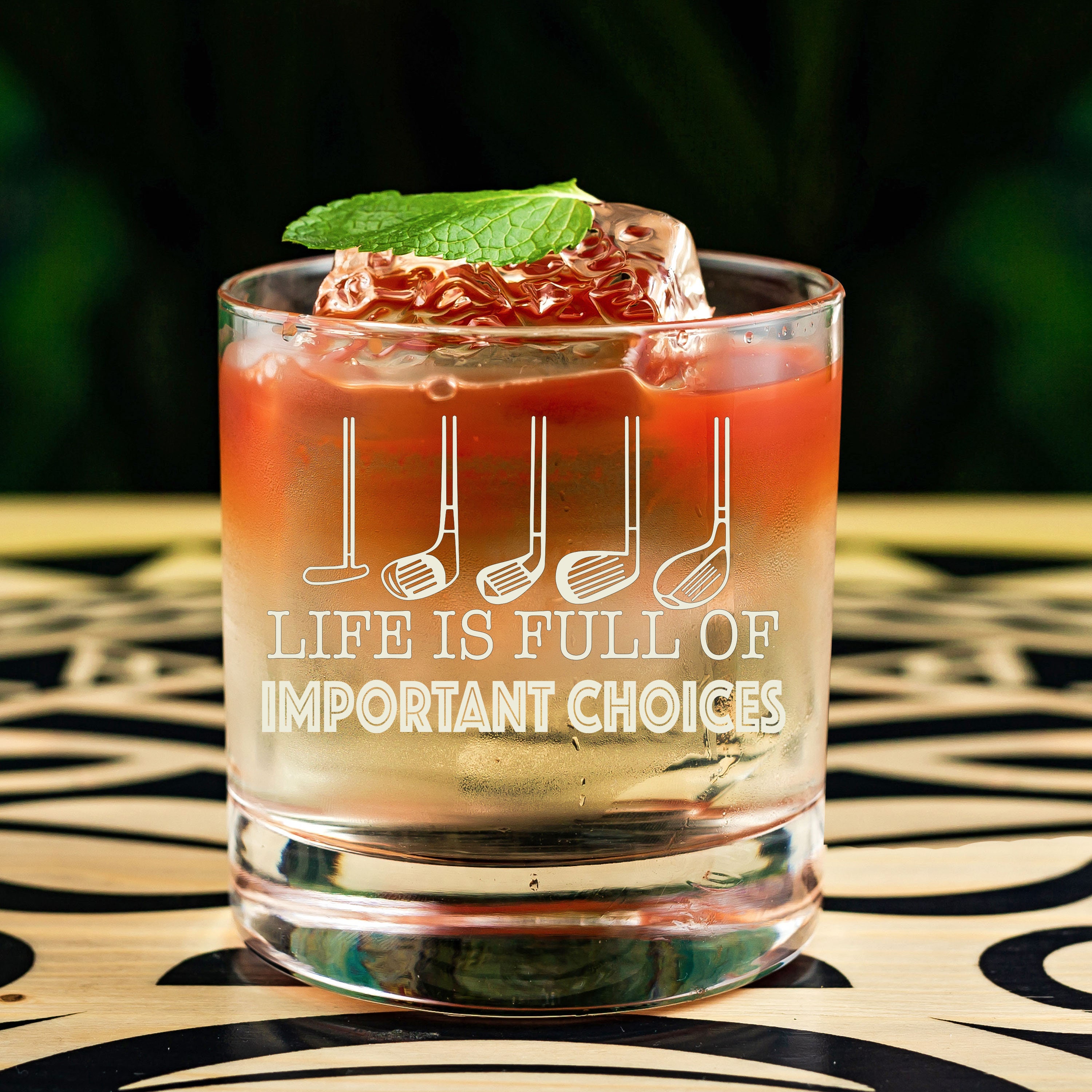 Funny Golf Life Is Full Of Important Choices Whiskey Glass Best Dad Grandpa Golf Clubs Father&#39;s Day Gift Golf Gifts for Dad Him Christmas