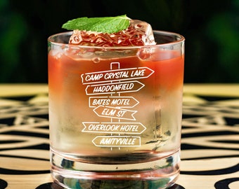 Funny Halloween Horror Movie Streets Killers Whiskey Glass Gift Halloween Scary Movie Funny Whiskey Glass Barware Decorations Home Decor