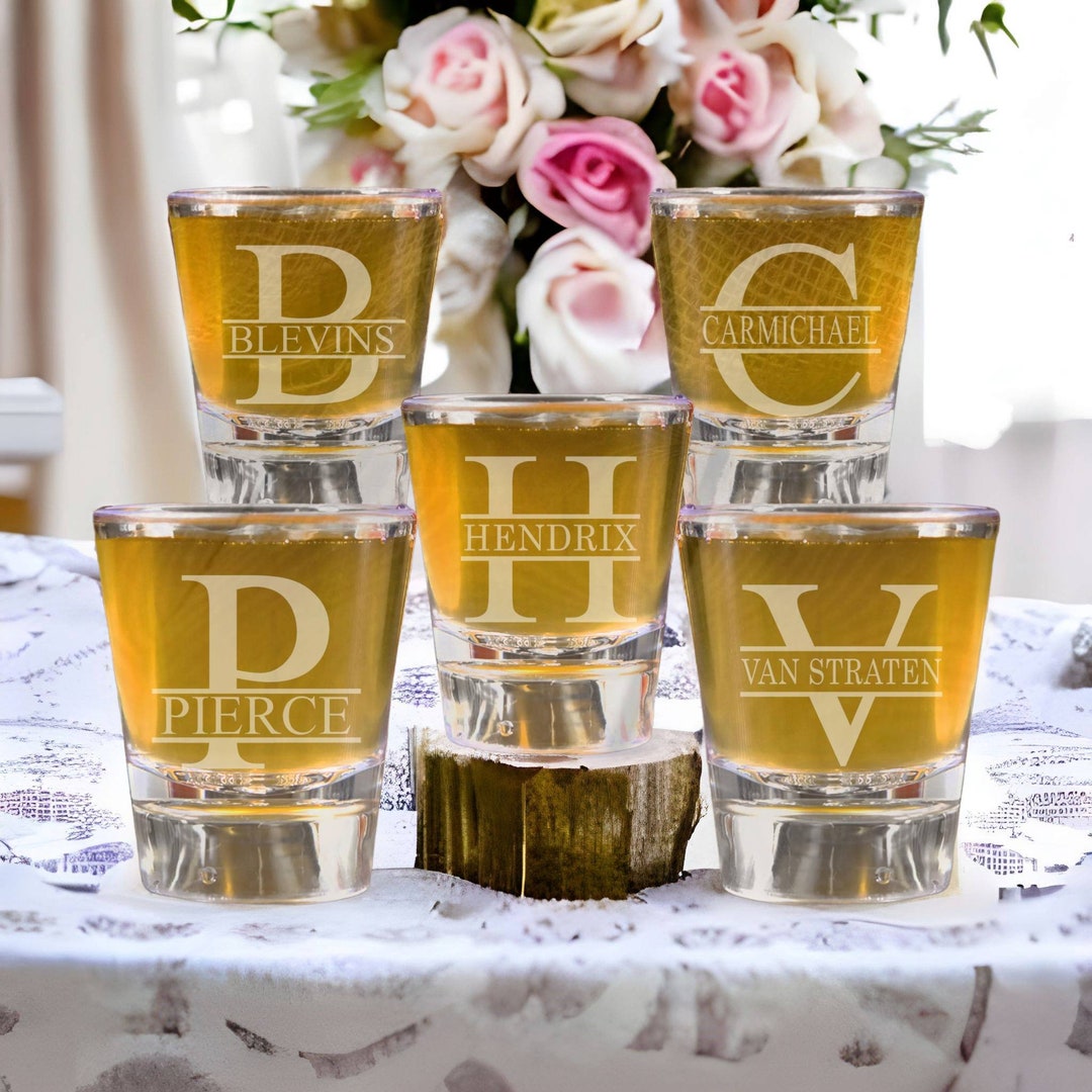Set of 5 Personalized Shot Glasses Bridesmaid Proposal Gifts From Bride