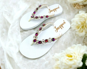 Hochzeits-Flip-Flops: Strass Braut Strand Sandalen