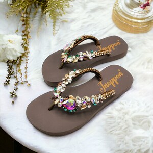 Glitzy flip flops best sale