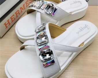 platform rhinestone sandals