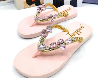 Sandali Infradito Lilla Con Strass Gioiello Da Donna Lora Ferres - Foto 9