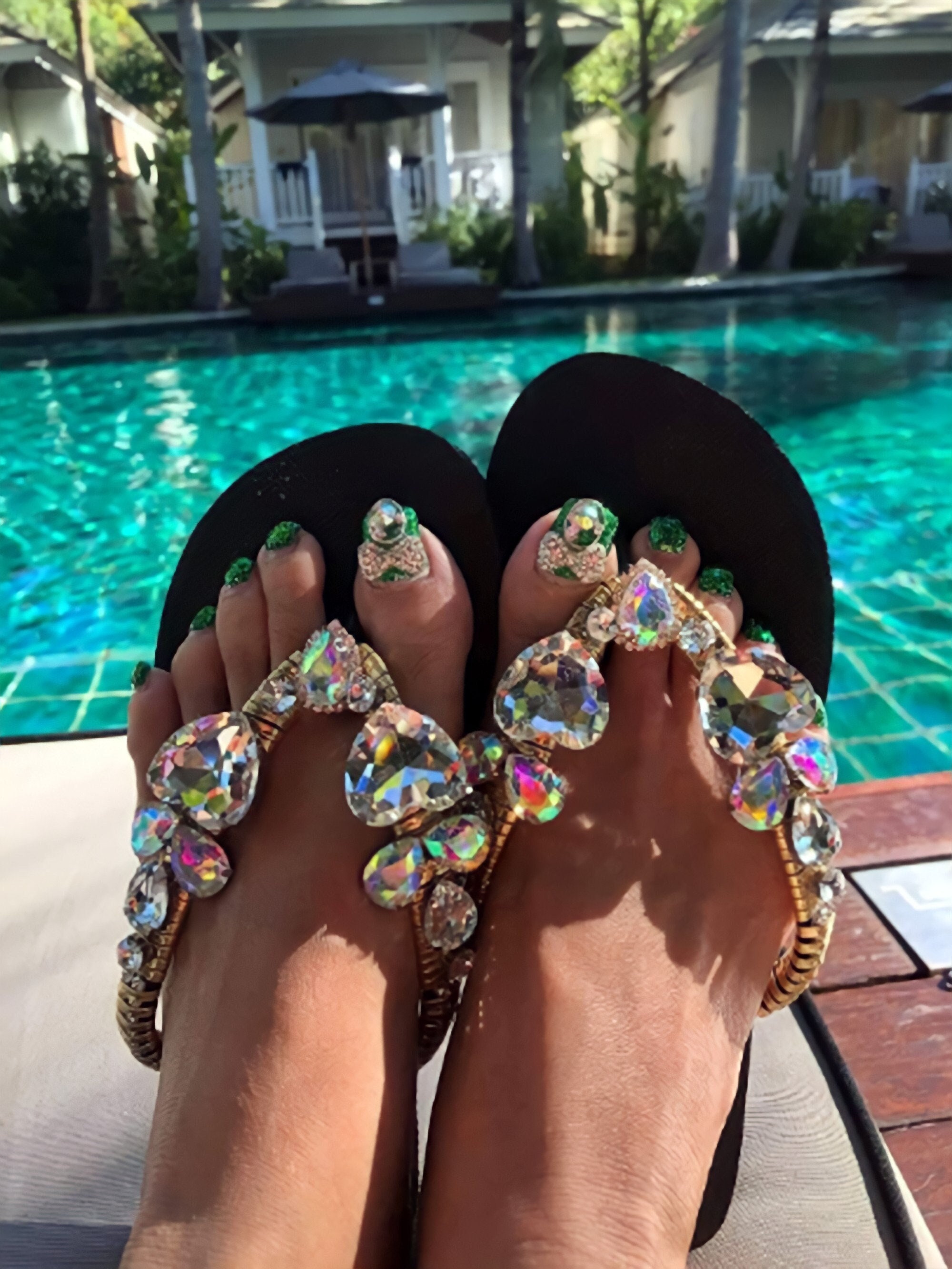 Pool Pillow glitter flip flops