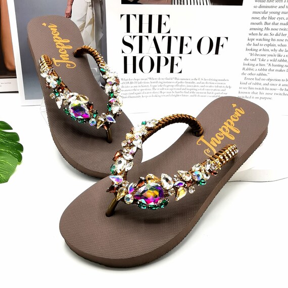 Buy Bling Flip Flops Brown Sandal Sandals for Woman wedding