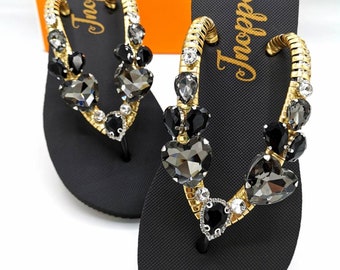 Handmade Crystal Rhinestone Flip Flops: Thai Wedding Sandals