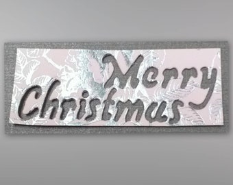 Luxery cardboard die: text board Merry Christmas.