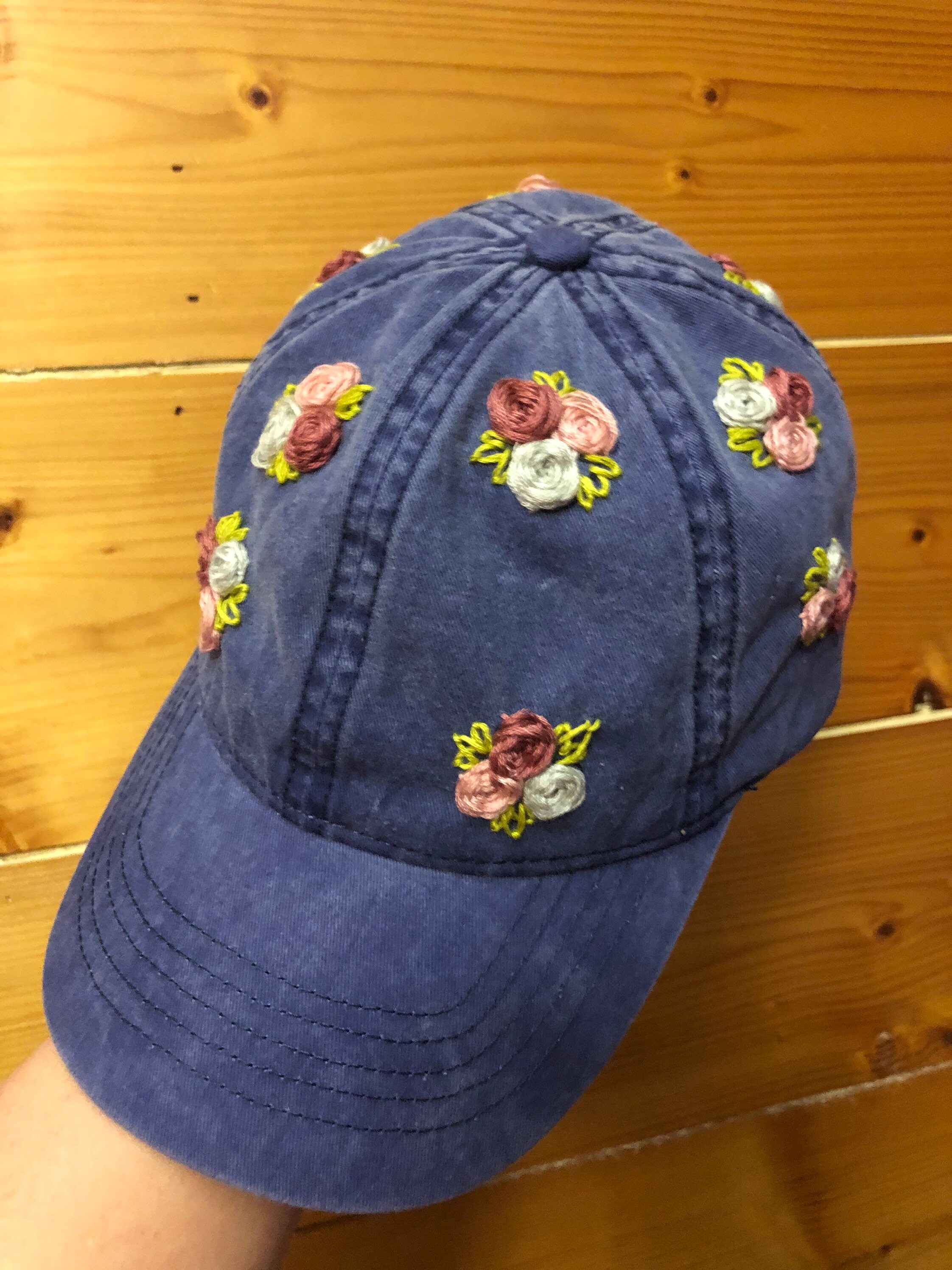 Blue Jean Hand Embroidered Baseball Cap 