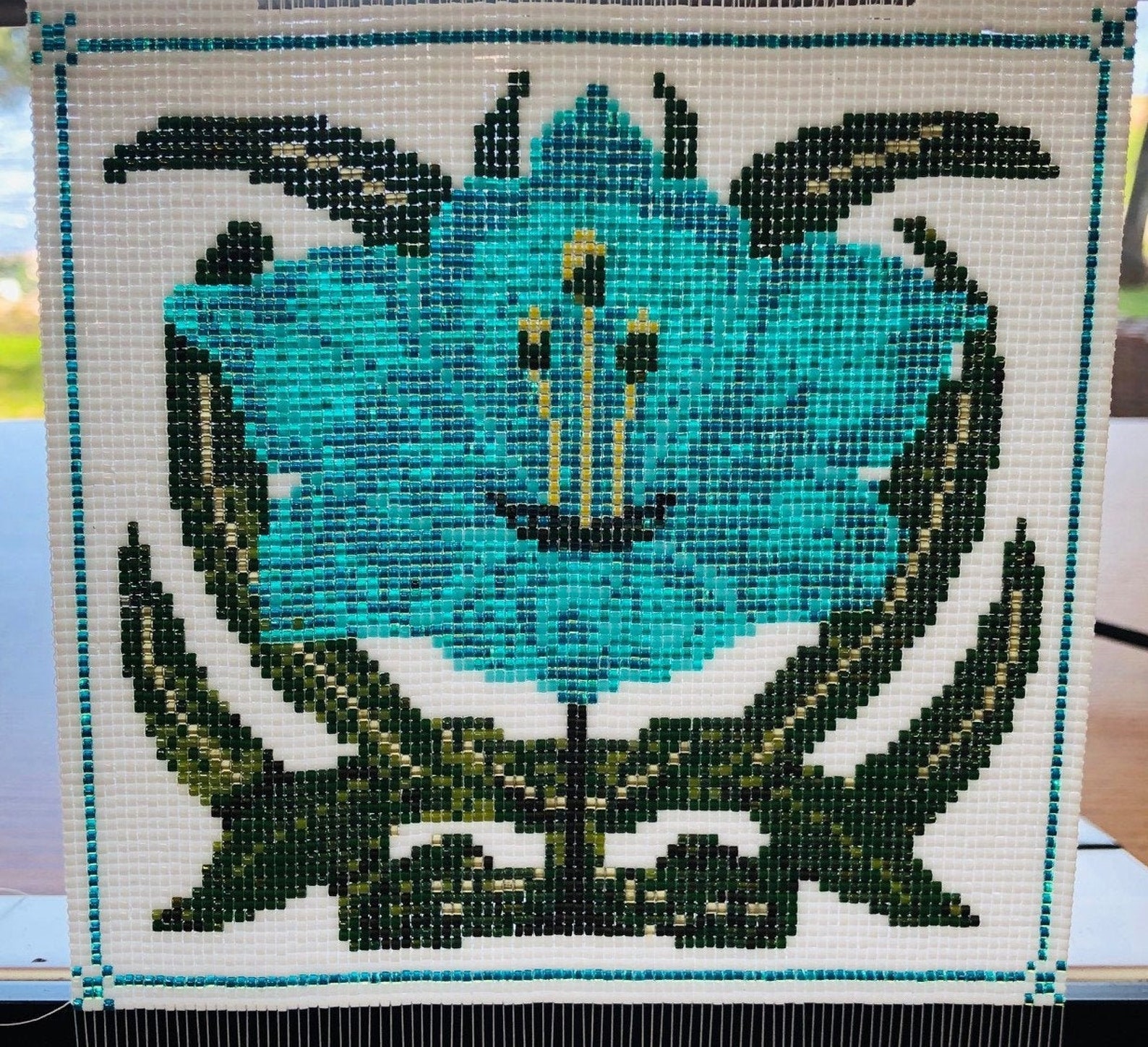 Bead Tapestry Pattern Art Nouveau Blue Lily Etsy