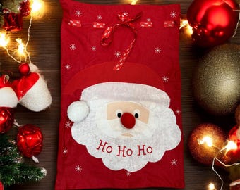 Personalised Kids Santa Sack, Embroidered Santa Claus Personalised Name, Christmas Large Gift Sack, Fleece Toy Xmas Sack, Gifts