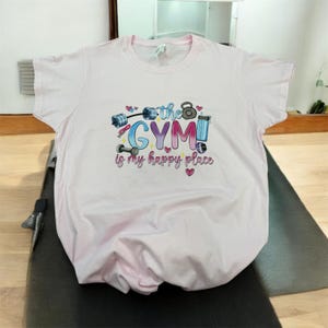 Adults Gym T-Shirt, Unisex Gym Happy Place T-Shirt / Sweatshirt, Weights, Kettle Bell T-Shirt, Gym Sports T-Shirt, Gifts For Girls
