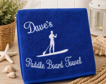 Personalised Embroidered Paddle Board Towel, Custom Name