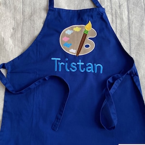 Personalised Painting Children&#39;s Apron, Embroidered Personalised Kids Paint Apron, Unisex , Painting School Apron, Gifts for Kids