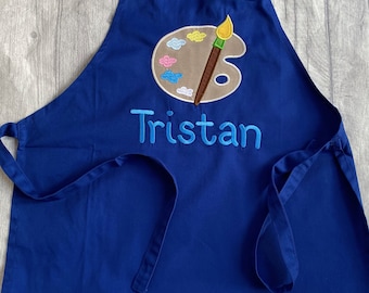 Personalised Painting Children's Apron, Embroidered Personalised Kids Paint Apron, Unisex , Painting School Apron, Gifts for Kids