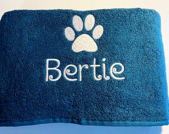 Personalised Puppy Dog Towel, Embroidered Hand Towel, Doggie Paw Custom Name, Dog, Puppy Paw Print Custom Name, Gifts For Dogs Cats Pets