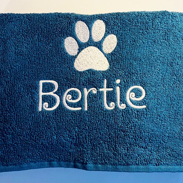 Personalised Puppy Dog Towel, Embroidered Hand Towel, Doggie Paw Custom Name, Dog, Puppy Paw Print Custom Name, Gifts For Dogs Cats Pets