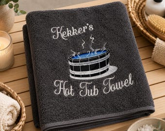 Embroidered Hot Tub Towel, Custom Name, Pool Towel