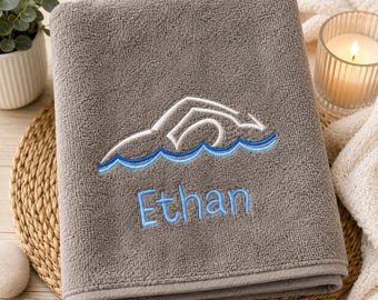 Personalised Swimming, Bath Towel, Sheet, Embroidered Boy, Girl swimming Towel, Children's PE Towel, Gifts, Fast Delivery