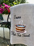 Personalised Hot Tub Towel, Embroidered Hot Tub Design, Custom Name Towel, Pool Party Towel, Personalised Gifs for Men, Women