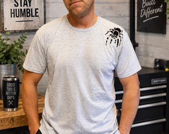 Adults Spider T-Shirt, Embroidered Spider Tarantula Top, Adults, Kids Halloween Spider Top, Gifts